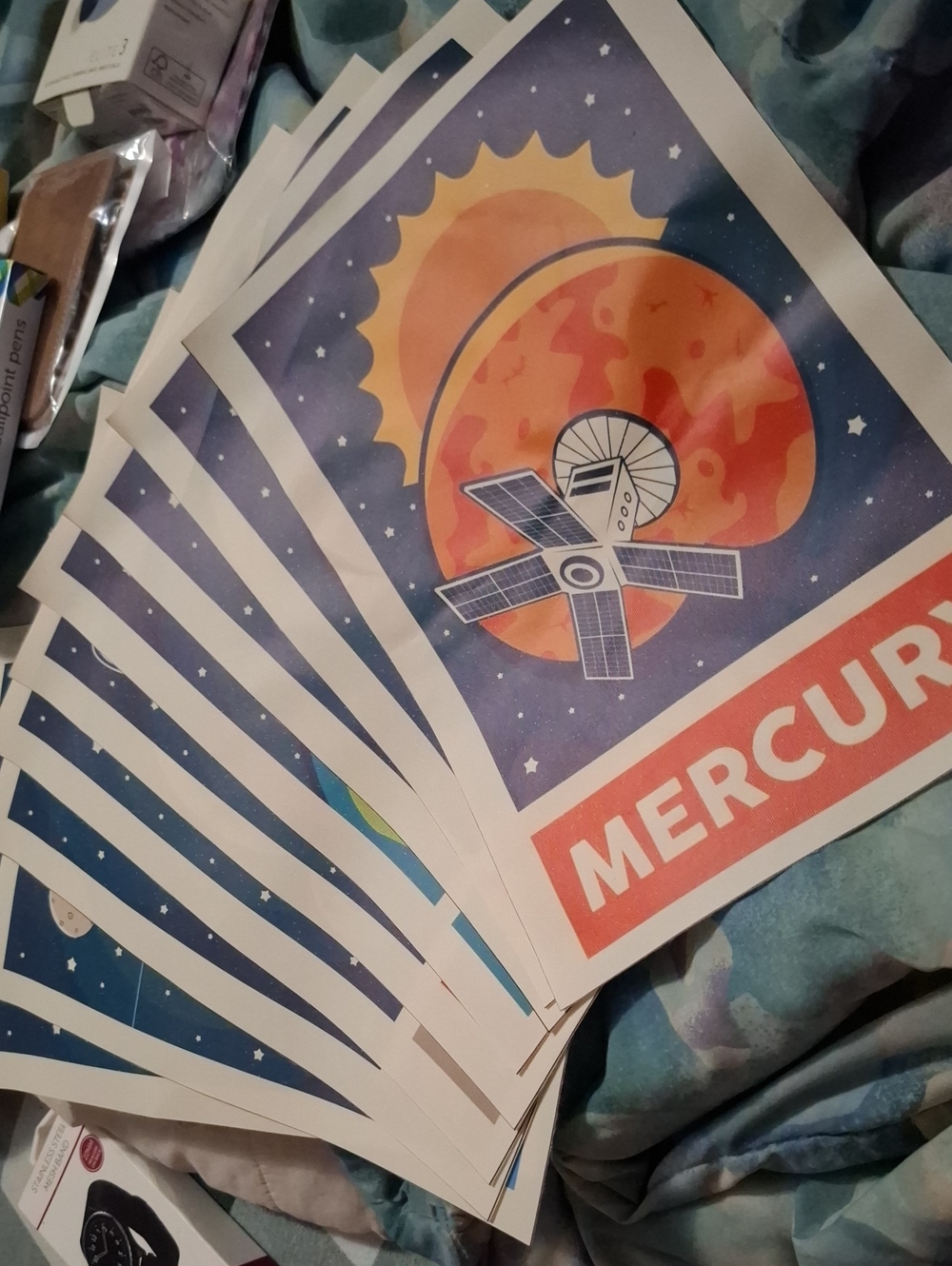 Planet Art Prints- Orange & Blue Space Posters